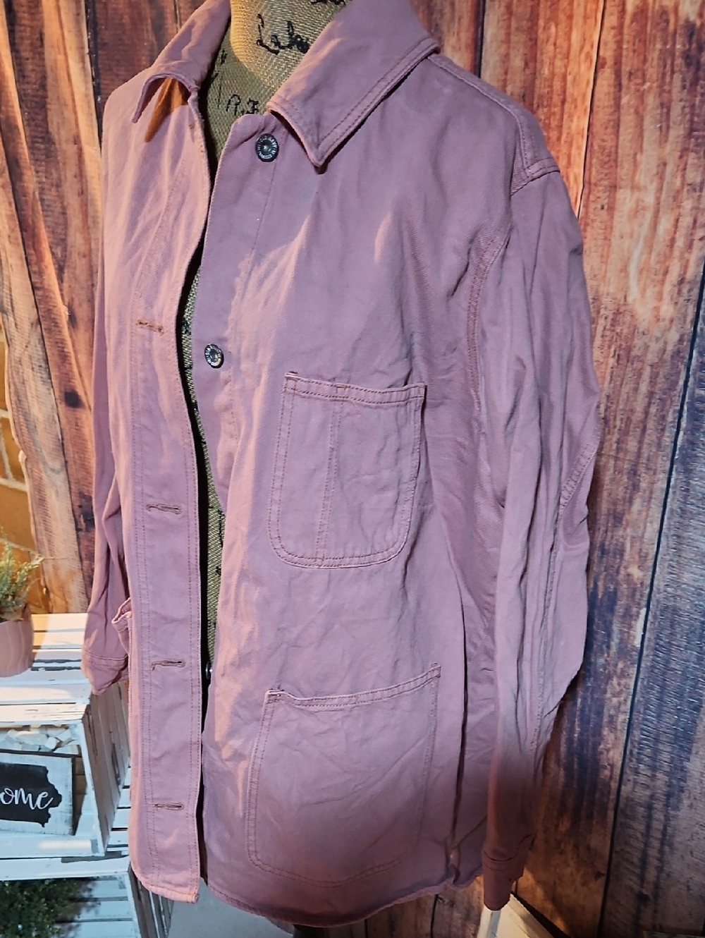 Old Navy Pink Denim Jacket Women Size 2x - Picture 2 of 5